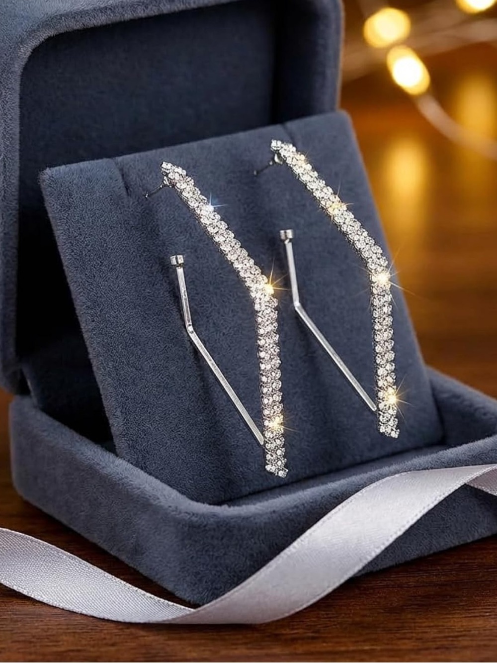 Sparkling Silver Crystal Hoop Earrings - Womens Jewelry
